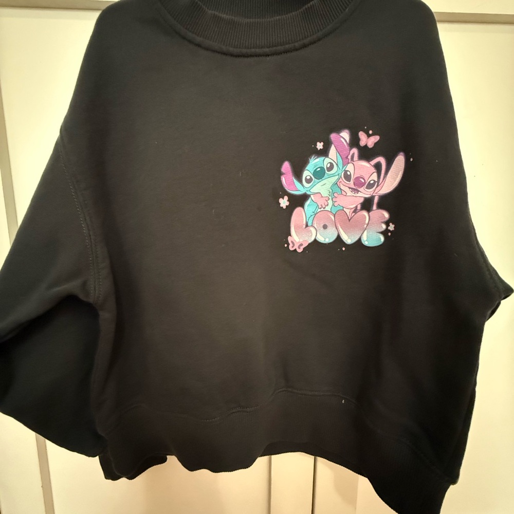 Zara Black Kids Sweatshirt with Lilo & Stich Disney Characters